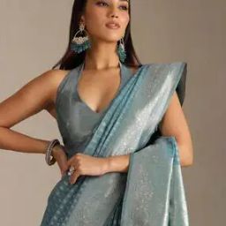 Floral Woven Saree with Tassels-image-36