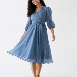 Women Chevron Pattern Fit & Flare Dress-15