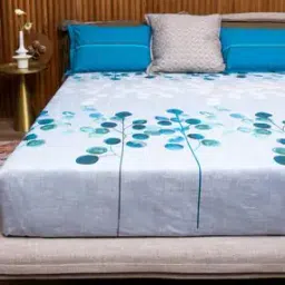 144 TC Floral Print Cotton Double Bedsheet with Pillow Covers-image-32