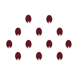 Comet Busters 12 Pcs Embellished Reusable Oval Bindis - Maroon image 2