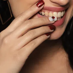 LICK Set Of 30 Reusable Artificial Press On Nails - Maroon image 2