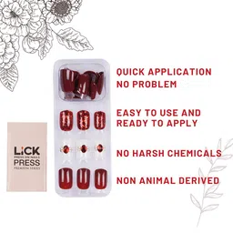 LICK Set Of 30 Reusable Artificial Press On Nails - Maroon image 3