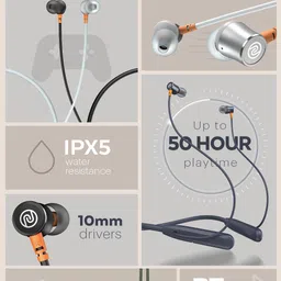 NOISE Airwave Wireless Neckband with 50H Playtime, ENC, 3 EQ Modes & Low Latency image 2