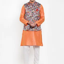 NEUDIS Men Printed Satin Nehru Jacket-picture-45