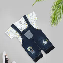 MeeMee Infants Embroidered Cotton Dungaree With T-shirt-image-71