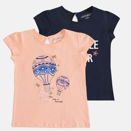 Pantaloons Junior Girls Pack of 2 Graphic Printed Round Neck Cotton T-shirt-image-128