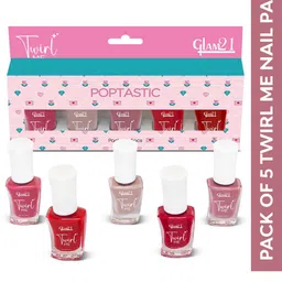 GLAM21 Set Of 5 Twirl Me Nail Paint - 6 ml Each - Combo No 09 - 38-41-06-18-05 image 1