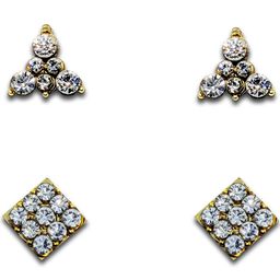 Comet Busters Pack Of 2 Gold Plated Stone Studded Floral Non Piercing Ear Stickers image 1
