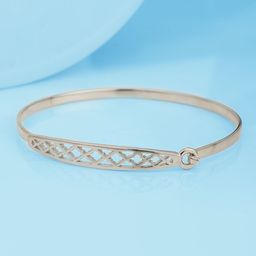 Carlton London Silver-Toned Rhodium-Plated Criss-Cross Cut-Out Bangle-Style Bracelet-32