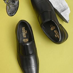 Fashion Victim Men Black Solid Leather Formal Slip-Ons-image-82