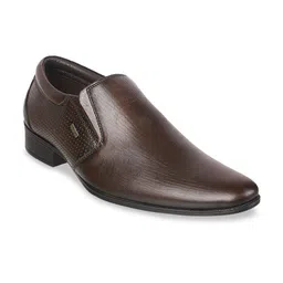 Mochi Men Brown Solid Leather Formal Slip-Ons-picture-24