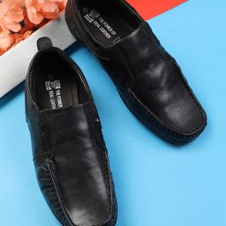 Red Chief Men Black Leather Semiformal Slip-Ons-image-98