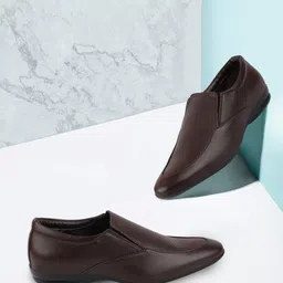 FAUSTO Men Brown Solid Formal Slip-Ons-picture-46