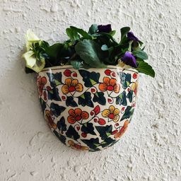JASMEY HOMES Orange & Green Printed Ceramic Hanging Planter-image-8