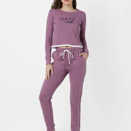 Campus Sutra Women Purple Printed Cotton Co-Ords-image-52