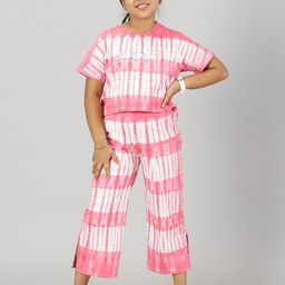 KiddoPanti Girls Dyed Pure Cotton Crop Top With Trouser-image-37