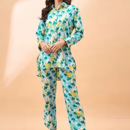 all about you Ethnic Motifs Printed Collar Shirt With Trousers-image-6