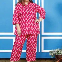 KALINI Plus Size Floral Printed Pure Cotton Tunic & Trousers-picture-14