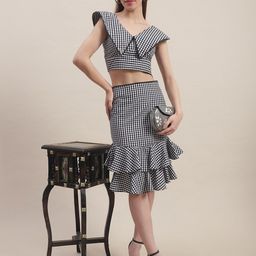 BLANC9 Checked Pure Cotton Top With Skirt Co-Ords-picture-50