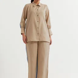 THE INDIAN CAUSE Colourblock Pure Cotton Shirt With Palazzo Co-Ords-image-73