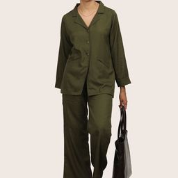 Saltpetre Shirt Collar Blazer With Trousers-image-40