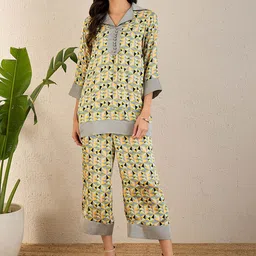 First Resort by Ramola Bachchan Printed Tunic With Trousers Co-Ords-image-42