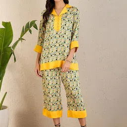 First Resort by Ramola Bachchan Printed Tunic With Trousers Co-Ords-image-40