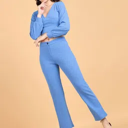 Popwings Self-Design Crop Top With Trousers Co-Ords-picture-23