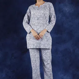 Exotic India Printed Pure Cotton Tunic & Trousers-picture-25