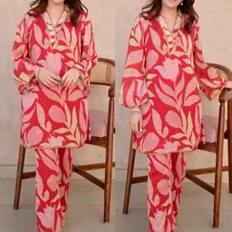 Lookmark Floral Printed V Neck Top With Trousers-26