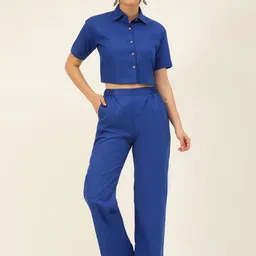 JAVINISHKA Cotton-Linen Crop Shirt With Trousers-picture-46