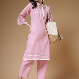 Indibelle Striped Pure Cotton Tunic with Trousers-image-17