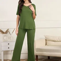 House Of Zelena V-Neck Top With Trouser-image-1