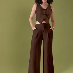 Selvia V-Neck Sleeveless Crop Top With Trouser Co-Ords-image-44
