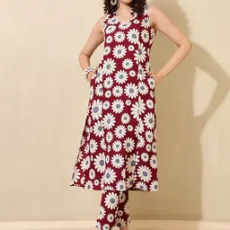 DAEVISH Floral Printed V-Neck Top With Trouser-picture-38