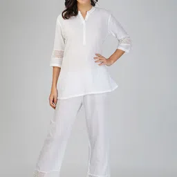 INDIAN KNOTS Three Quarter Sleeved Pure Cotton Top And Trousers Co-Ords-image-11