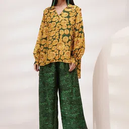 Breathe by Aakanksha Singh Floral Printed Spraed Collar Cuffed Sleeves Shirt With Palazzos-image-85