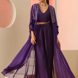 KUDI PATAKA Tina Embellished Crop Top Wih Jacket & Trousers-image-14