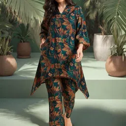 Azira Floral Printed Tunic With Trouser Co-Ords-12