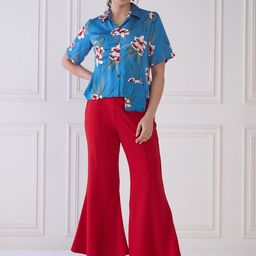 Antheaa Elit Floral Printed Shirt & Flared Trousers-picture-27