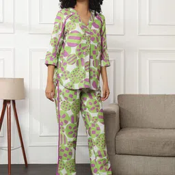 Bannos Swagger Green Graphic Printed Top & Pyjama image 3