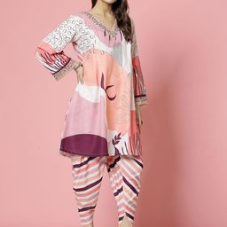Clora Creation Abstract Printed Tunic With Trousers Co-Ords image 5