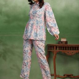 Sangria Printed Top With Trousers Co-Ords image 5