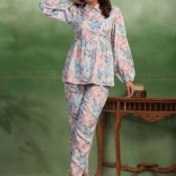 Sangria Printed Top With Trousers Co-Ords image 1