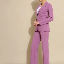Selvia Solid Blazer With Trousers Co-Ords image 5