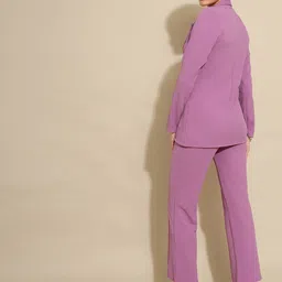 Selvia Solid Blazer With Trousers Co-Ords image 4