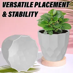 Kuber Industries Set Of 5 White & Green Barfi Pattern Flower Pot image 3