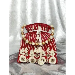 Peora Maroon Evening Bridal Potli Purse for Women-picture-15