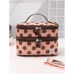 NFI Essentials Portable Polka Dots Cosmetics Pouch Double Layer Dual Zipper Peach-picture-46