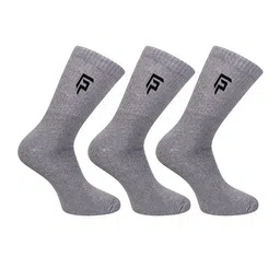 FOOTPRINTS Pack Of 3 Grey Solid Calf-Length Bamboo Socks-32
